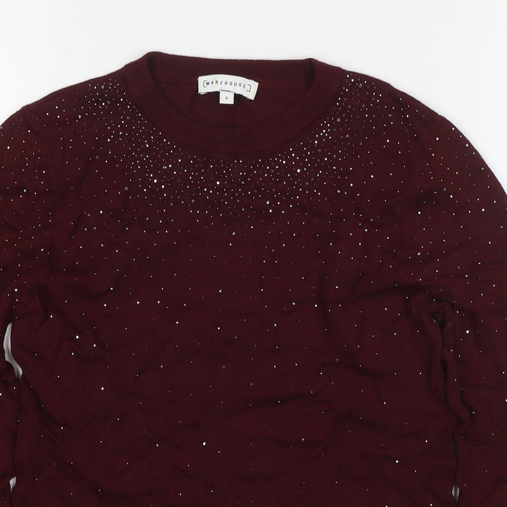 Womens UK Size 6 Warehouse Red Pullover Jumper