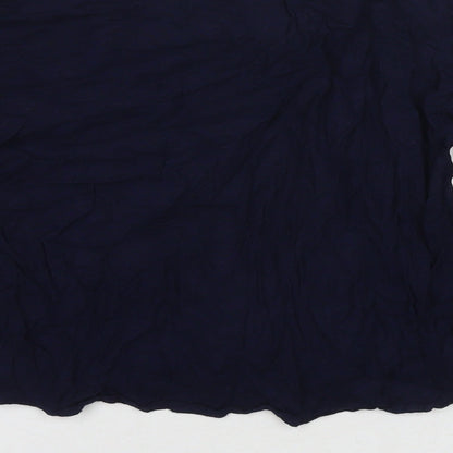 M&Co Womens Blue Viscose Basic Blouse Size 12 Round Neck