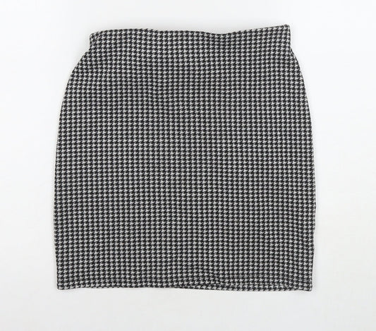 New Look Womens Black Herringbone Polyester Mini Skirt Size 10