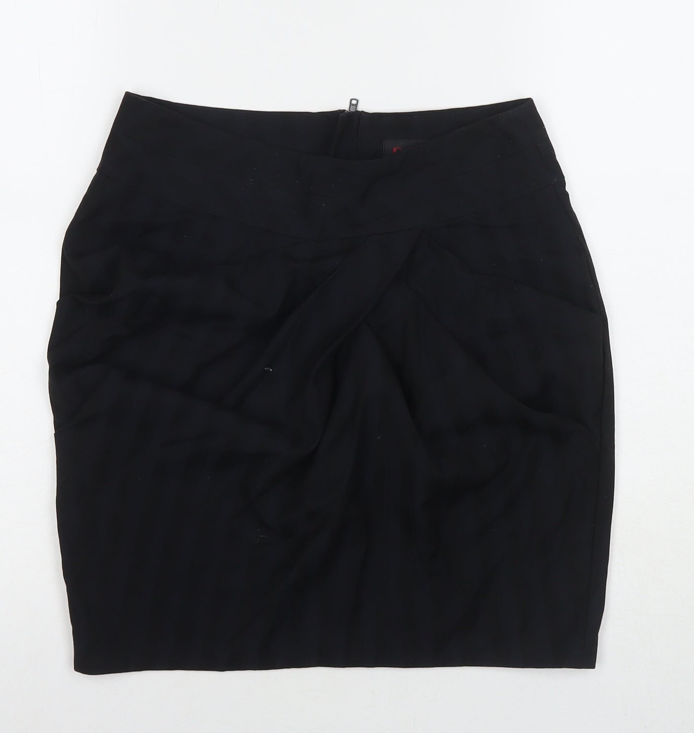 Miss Selfridge Womens Black Polyester A-Line Skirt Size 10 Zip