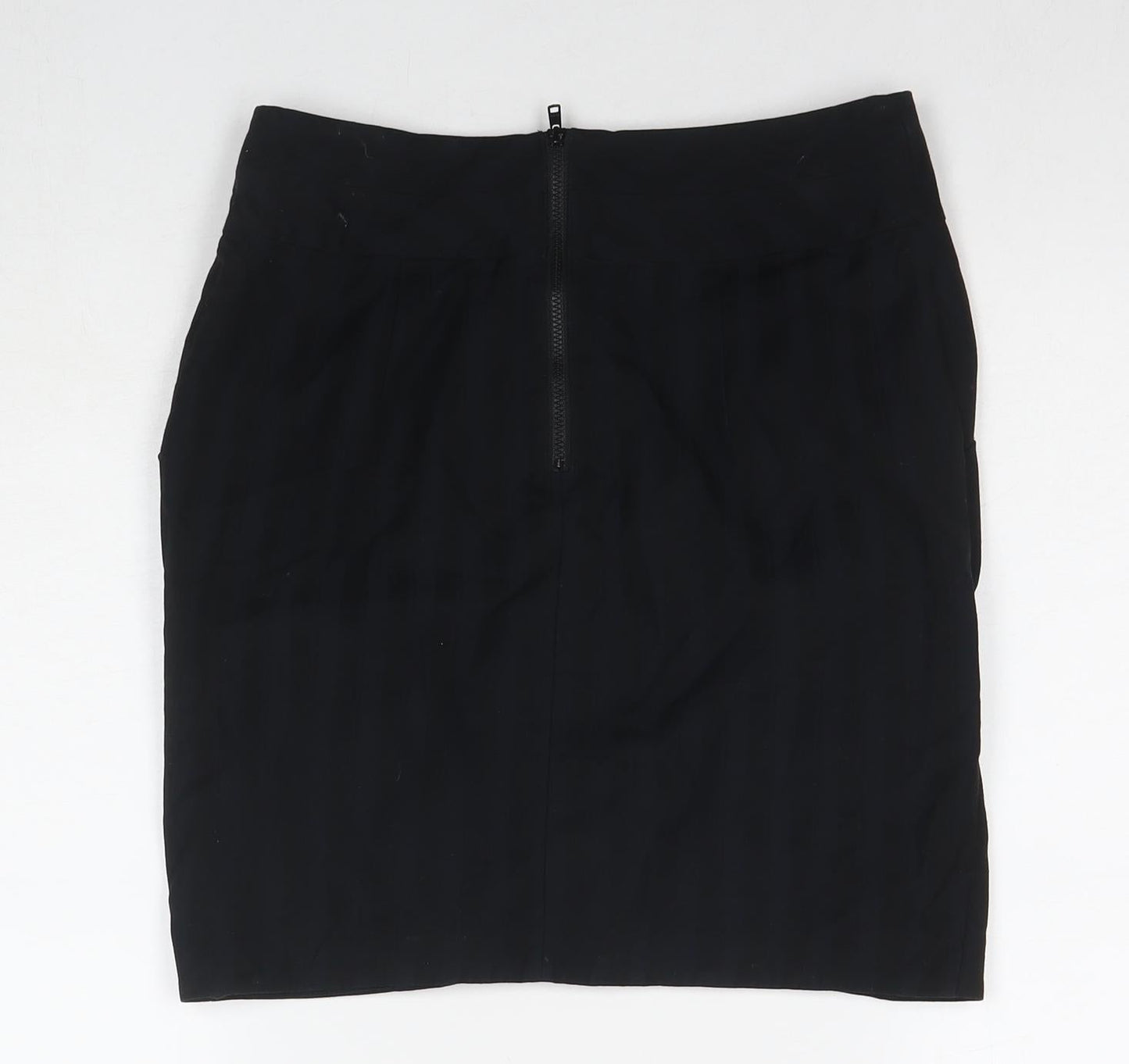 Miss Selfridge Womens Black Polyester A-Line Skirt Size 10 Zip