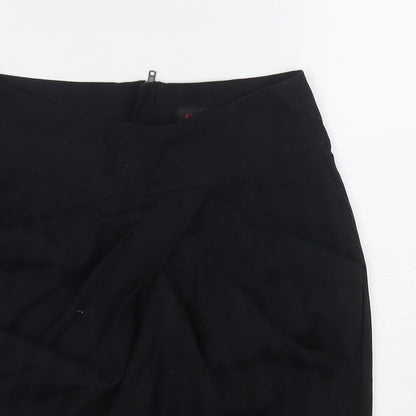 Miss Selfridge Womens Black Polyester A-Line Skirt Size 10 Zip