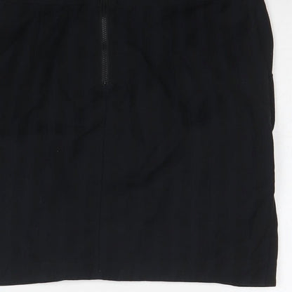 Miss Selfridge Womens Black Polyester A-Line Skirt Size 10 Zip
