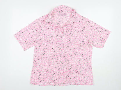 Amalina Womens Pink Floral Polyester Basic Button-Up Size 12 Collared