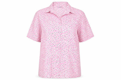 Amalina Womens Pink Floral Polyester Basic Button-Up Size 12 Collared