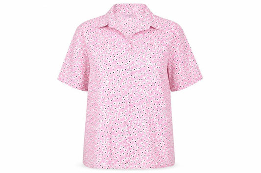Amalina Womens Pink Floral Polyester Basic Button-Up Size 12 Collared