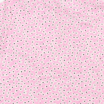 Amalina Womens Pink Floral Polyester Basic Button-Up Size 12 Collared