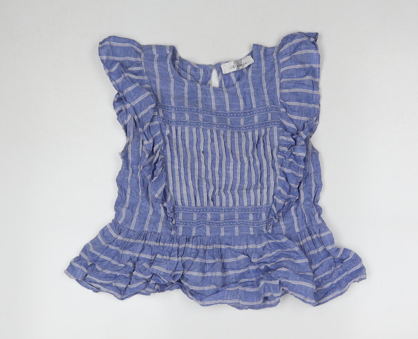Womens UK Size S Lost Stock Blue Basic T-Shirt