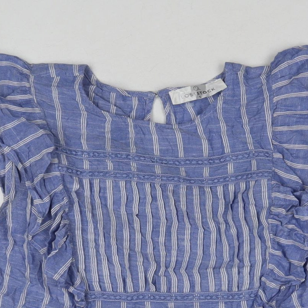 Womens UK Size S Lost Stock Blue Basic T-Shirt