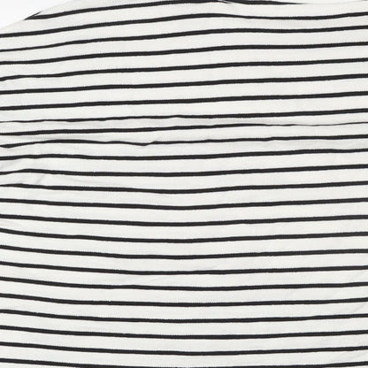 Marks and Spencer Girls White Crew Neck Striped Cotton Pullover Jumper Size 12-13 Years