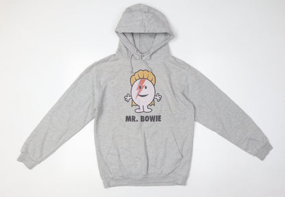 Just Hoods Womens Grey Cotton Pullover Hoodie Size S - Mr Bowie