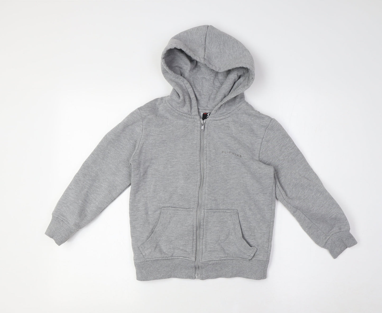 flipback Boys Grey Polyester Full Zip Hoodie Size 8 Years Zip