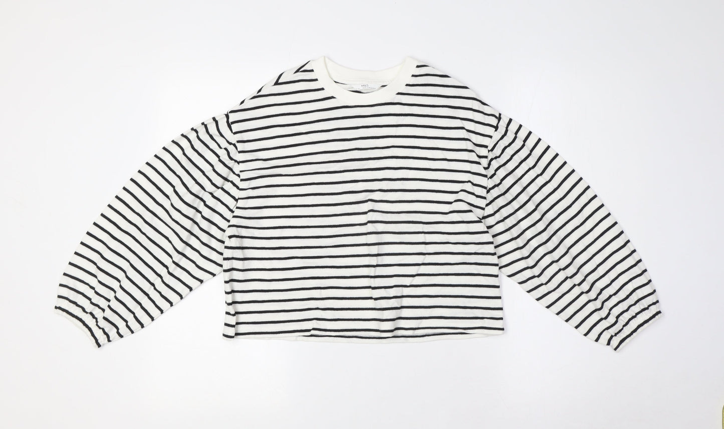 Marks and Spencer Girls Ivory Crew Neck Spotted Cotton Pullover Jumper Size 10-11 Years