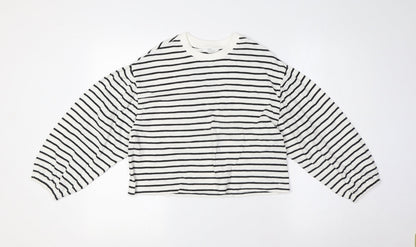 Marks and Spencer Girls Ivory Crew Neck Spotted Cotton Pullover Jumper Size 10-11 Years