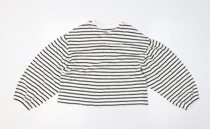 Marks and Spencer Girls Ivory Crew Neck Spotted Cotton Pullover Jumper Size 10-11 Years