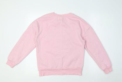 Disney Girls Pink Cotton Pullover Sweatshirt Size 12-13 Years - Mickey Mouse