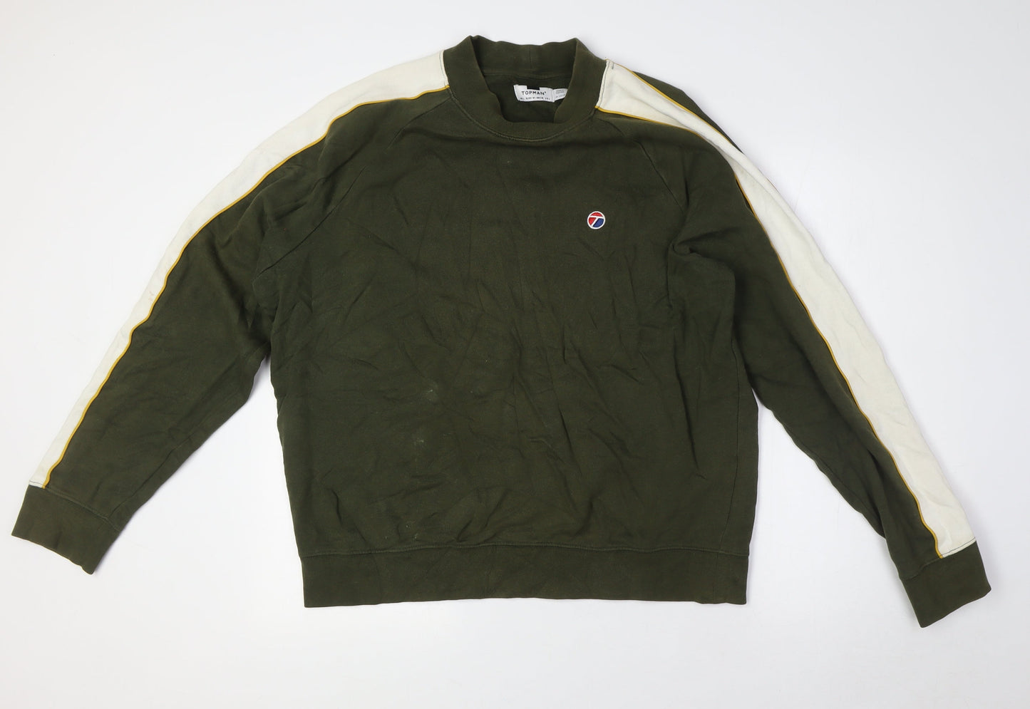 Topshop Mens Green Cotton Pullover Sweatshirt Size L