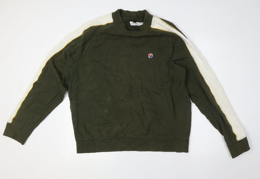 Topshop Mens Green Cotton Pullover Sweatshirt Size L
