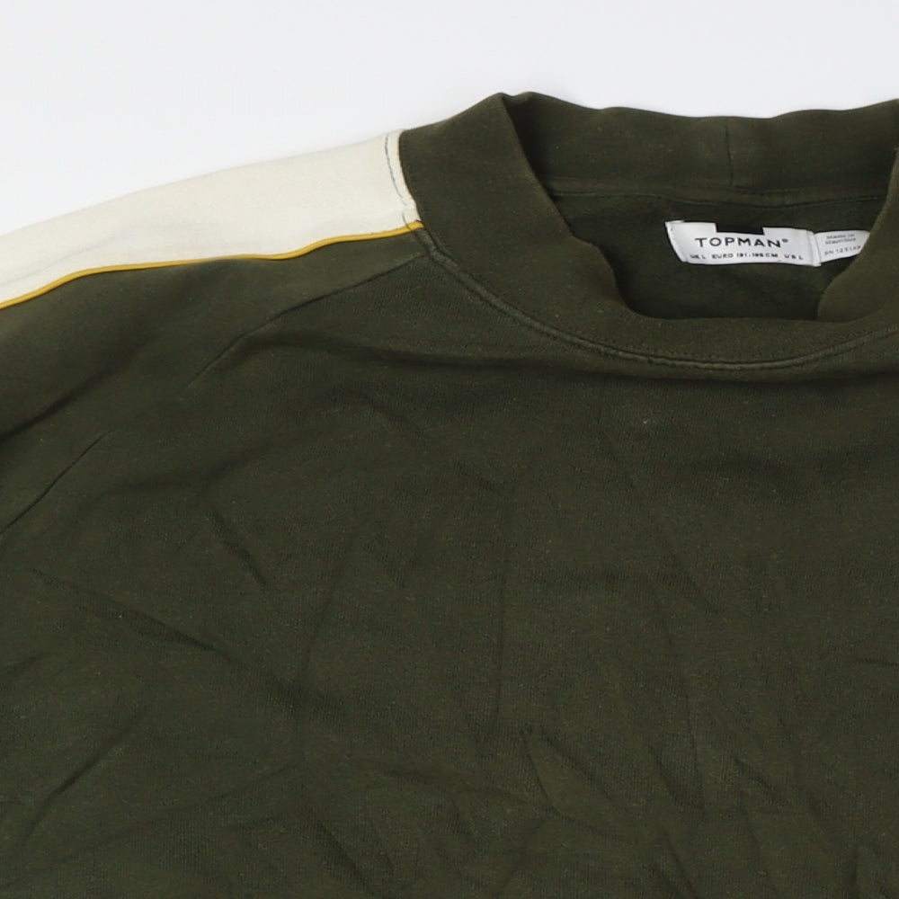 Topshop Mens Green Cotton Pullover Sweatshirt Size L
