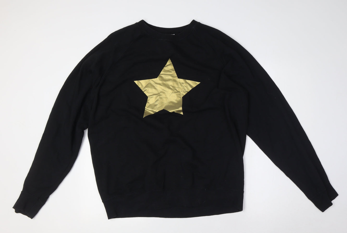 Fruit of the Loom Womens Black Cotton Pullover Sweatshirt Size XL - Gold Star