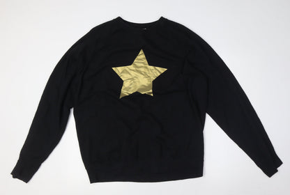 Fruit of the Loom Womens Black Cotton Pullover Sweatshirt Size XL - Gold Star