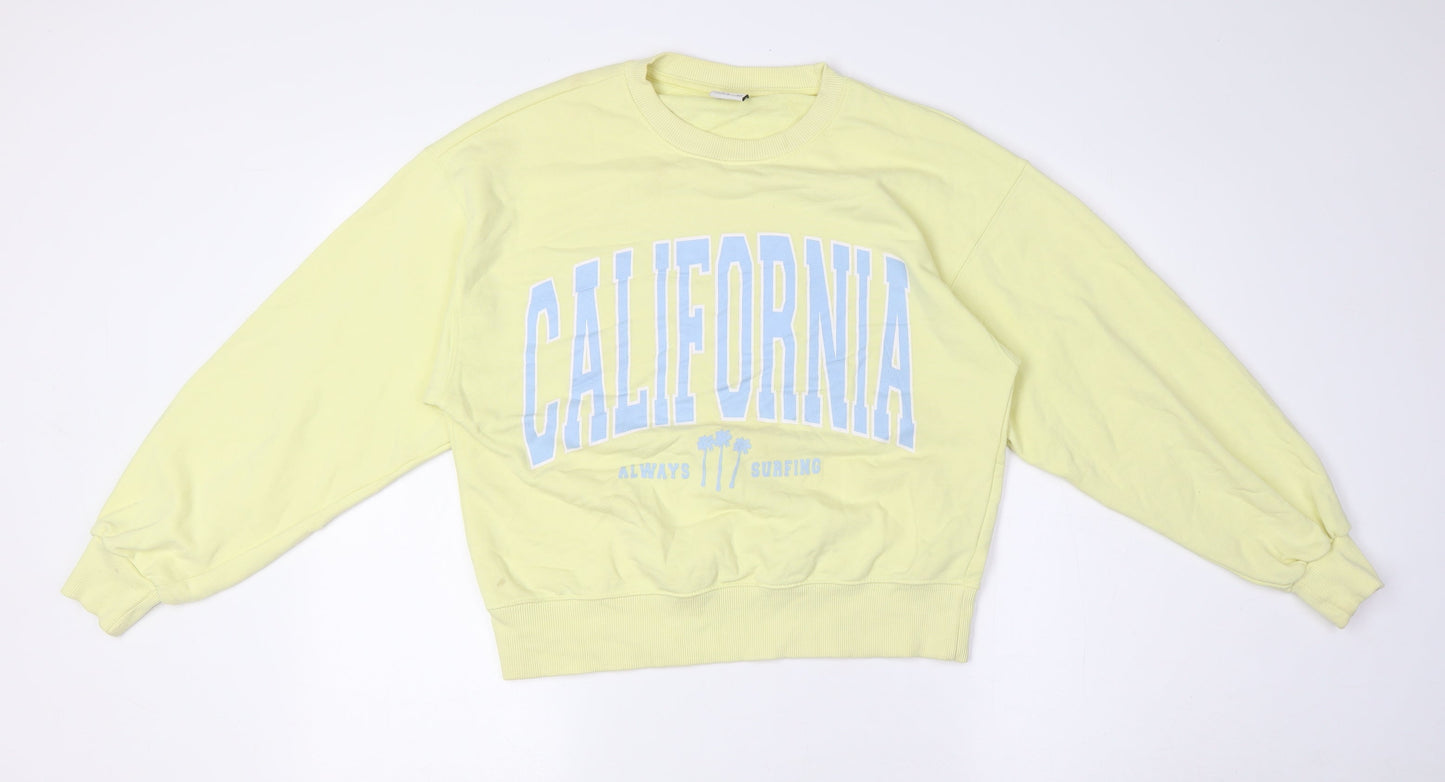 Zara Girls Yellow Cotton Pullover Sweatshirt Size 13-14 Years - California