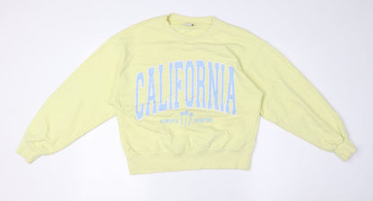 Zara Girls Yellow Cotton Pullover Sweatshirt Size 13-14 Years - California
