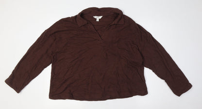 Womens UK Size 20 Marks and Spencer Brown Basic Button-Up