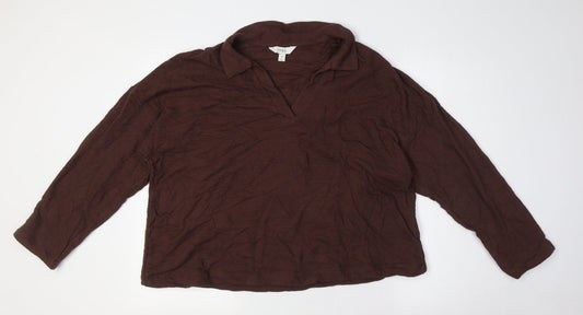 Womens UK Size 20 Marks and Spencer Brown Basic Button-Up