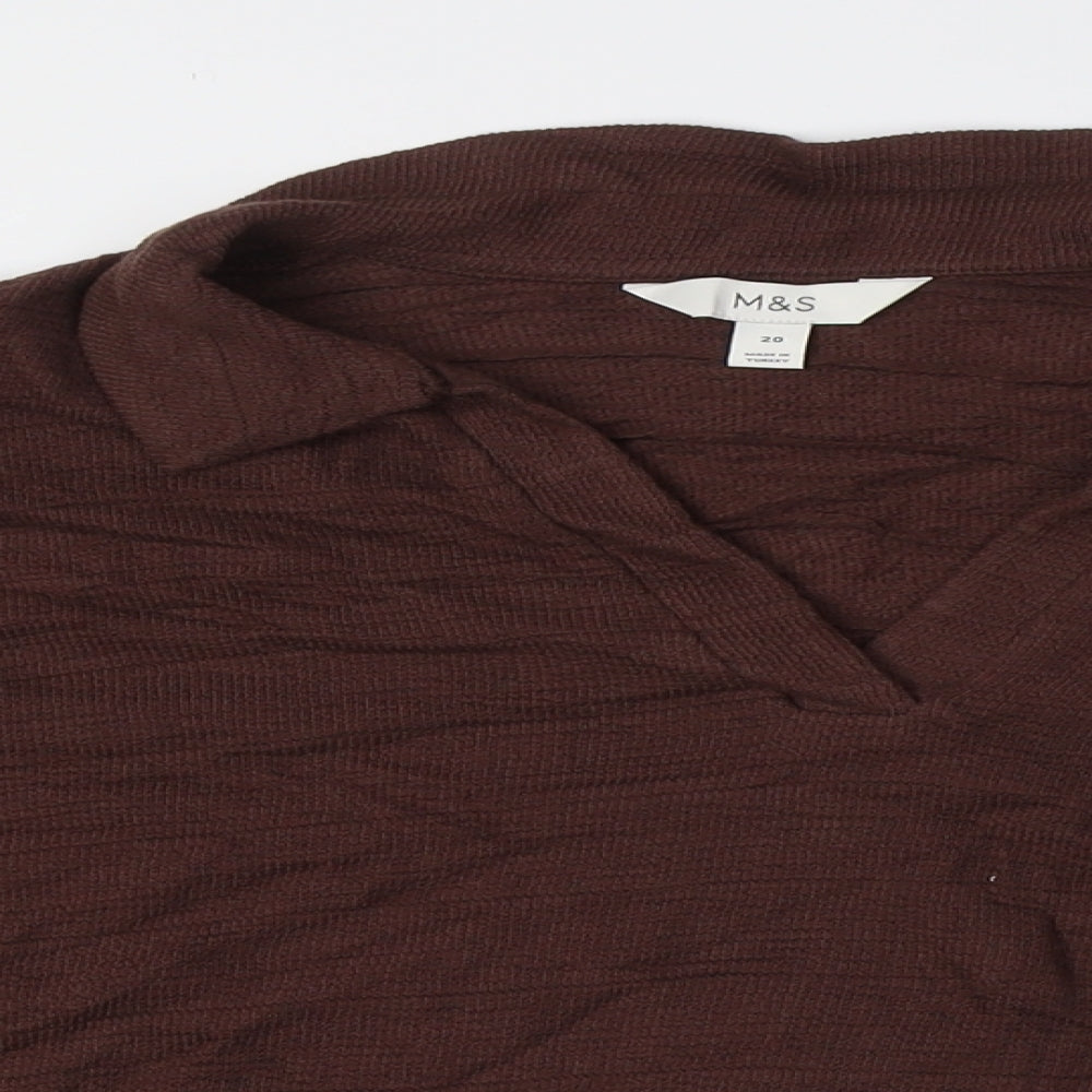 Womens UK Size 20 Marks and Spencer Brown Basic Button-Up