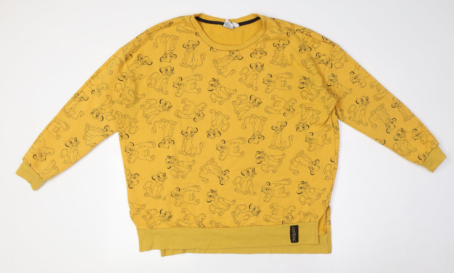 Womens UK Size L Disney Yellow Pullover Sweatshirt