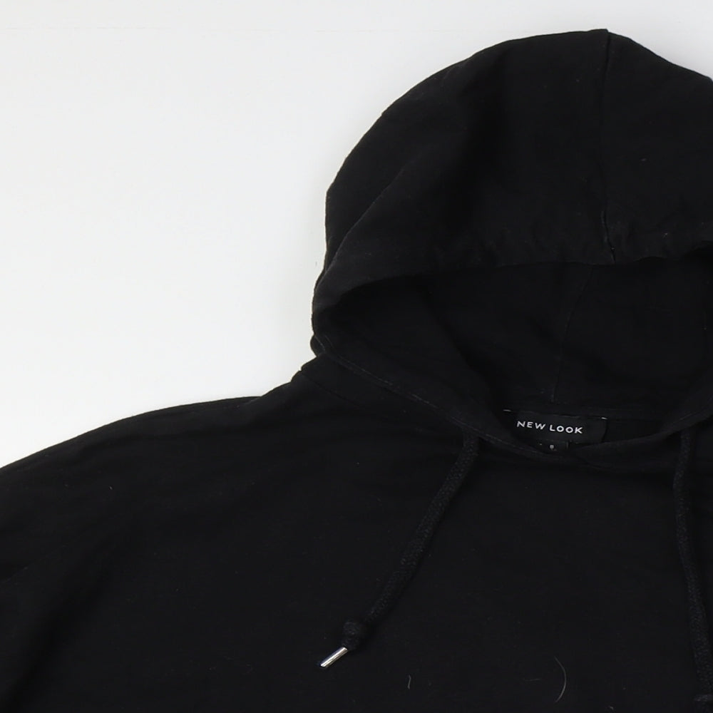 New Look Womens Black Cotton Pullover Hoodie Size 8 - Over Sized