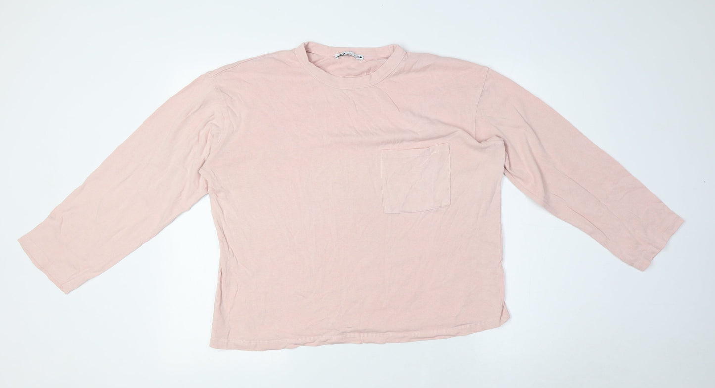 Womens UK Size S Zara Pink Basic T-Shirt