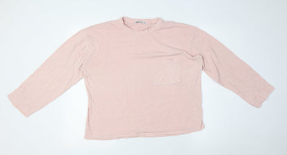 Womens UK Size S Zara Pink Basic T-Shirt
