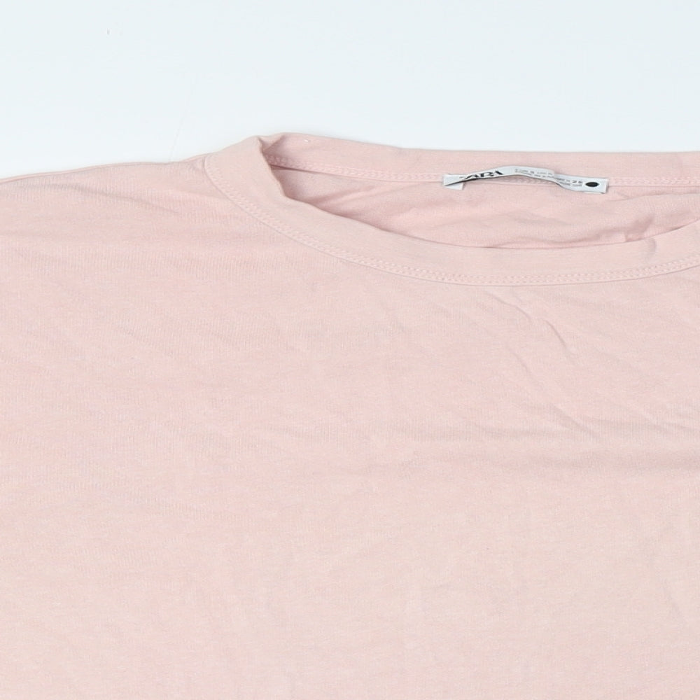 Womens UK Size S Zara Pink Basic T-Shirt