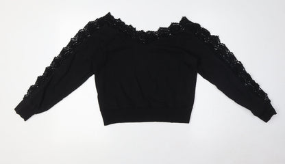 Womens UK Size S River Island Black Basic Button-Up