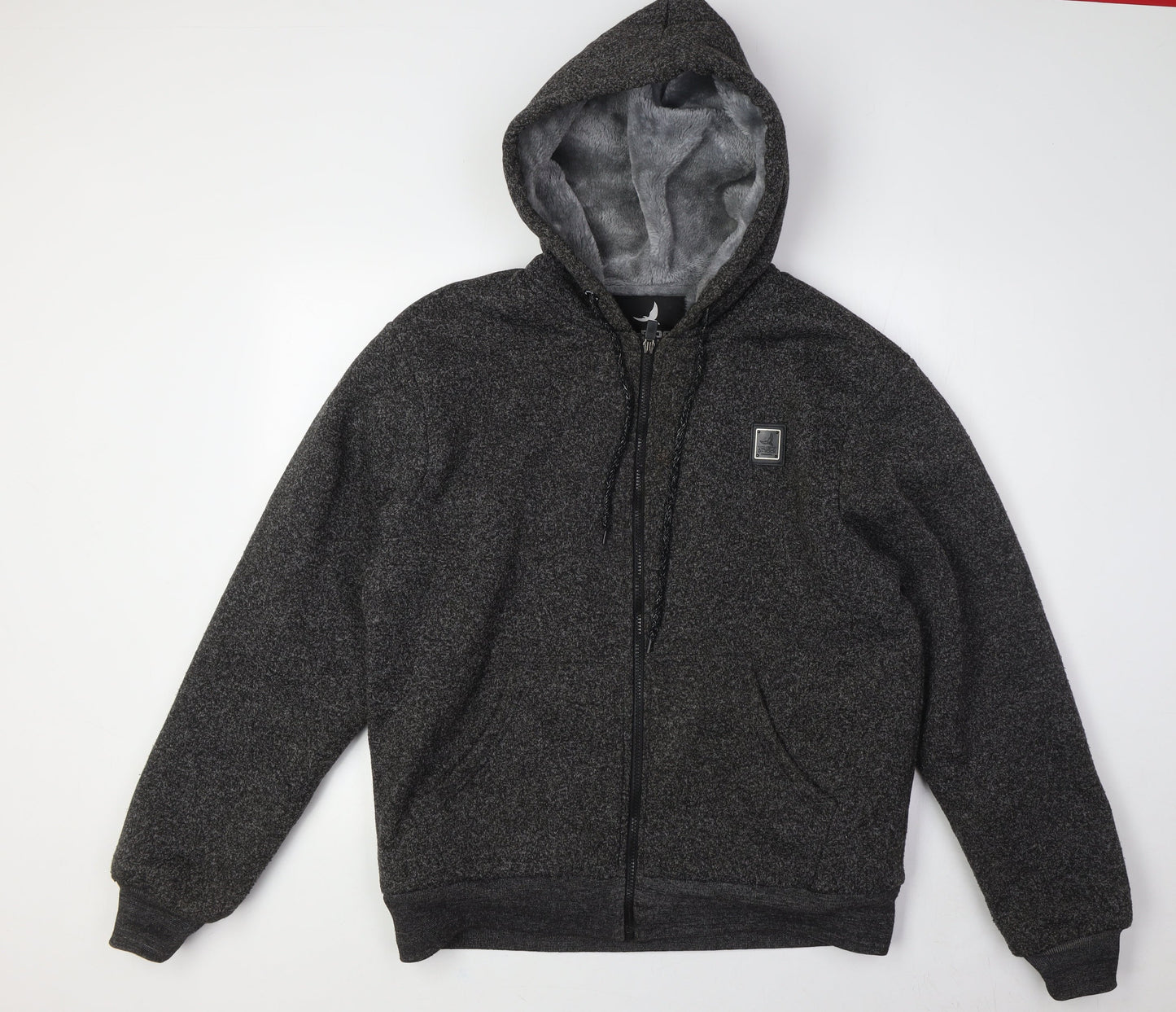 D-Rock Mens Grey Polyester Full Zip Hoodie Size M - Faux Fur Lining