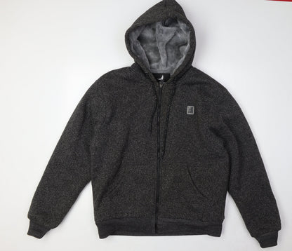 D-Rock Mens Grey Polyester Full Zip Hoodie Size M - Faux Fur Lining