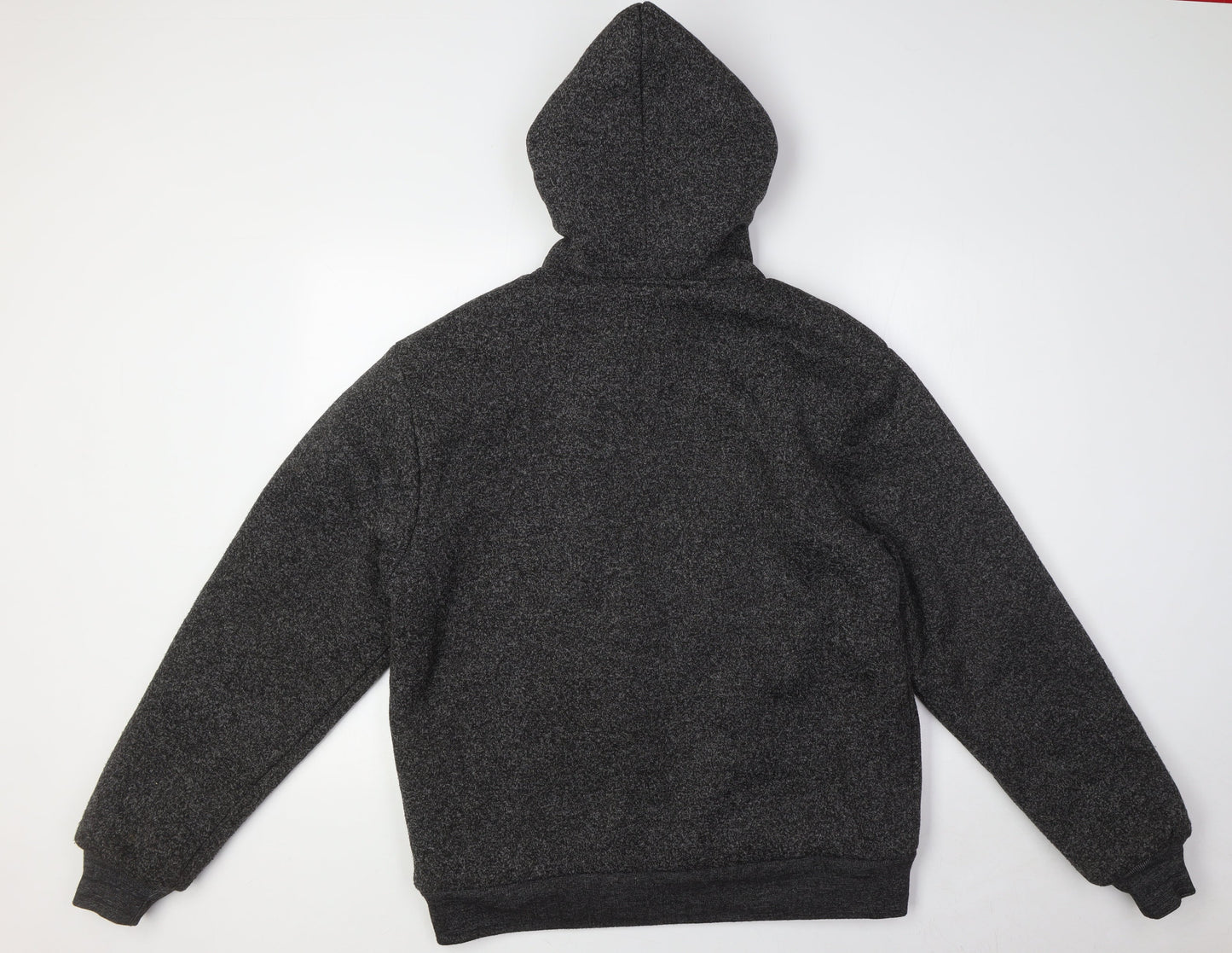 D-Rock Mens Grey Polyester Full Zip Hoodie Size M - Faux Fur Lining