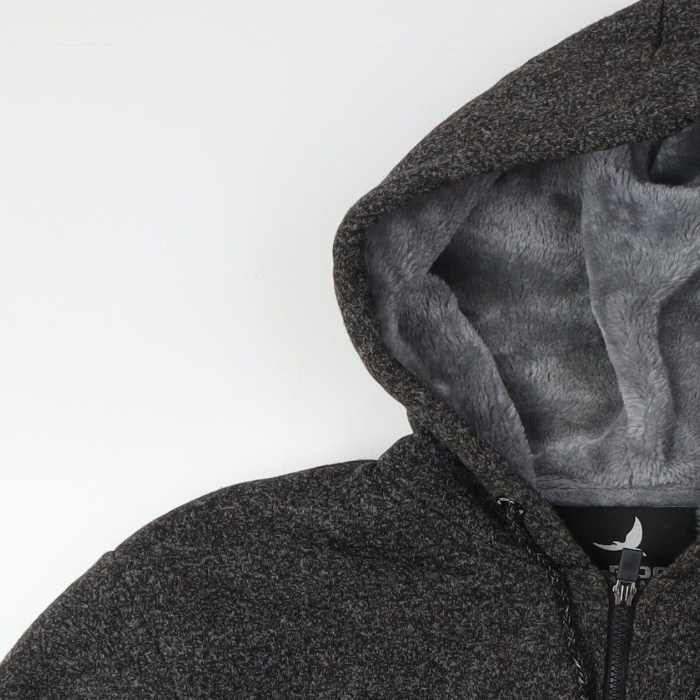 D-Rock Mens Grey Polyester Full Zip Hoodie Size M - Faux Fur Lining