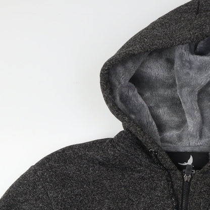 D-Rock Mens Grey Polyester Full Zip Hoodie Size M - Faux Fur Lining