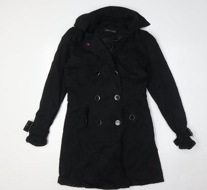 Melrose Womens Black Overcoat Coat Size 8 Button - Lace Up Back