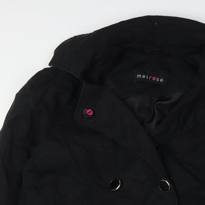 Melrose Womens Black Overcoat Coat Size 8 Button - Lace Up Back