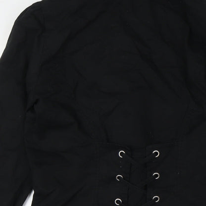 Melrose Womens Black Overcoat Coat Size 8 Button - Lace Up Back