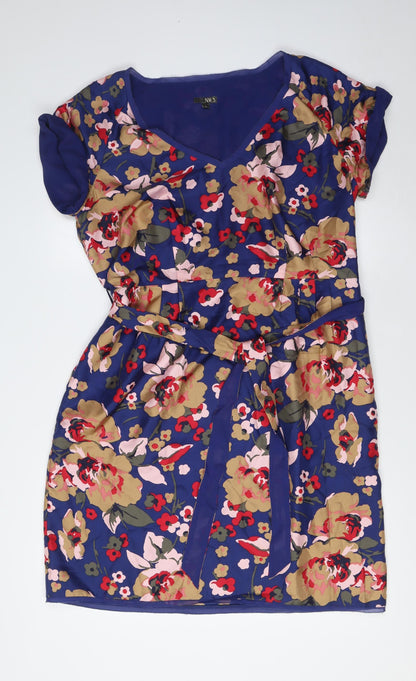 NW3 Womens Multicoloured Floral Silk A-Line Size 16 V-Neck
