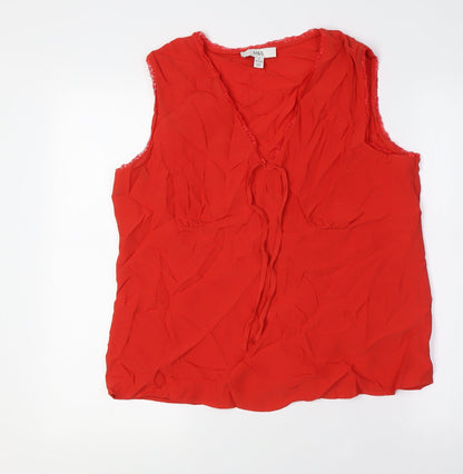 Womens UK Size 14 Marks and Spencer Red Basic Button-Up