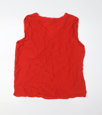 Womens UK Size 14 Marks and Spencer Red Basic Button-Up