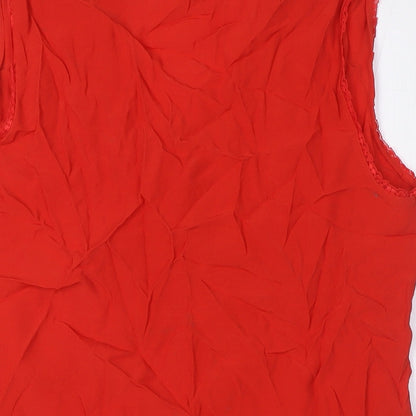 Womens UK Size 14 Marks and Spencer Red Basic Button-Up
