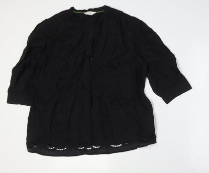 Womens UK Size 12 Per Una Black Basic Button-Up