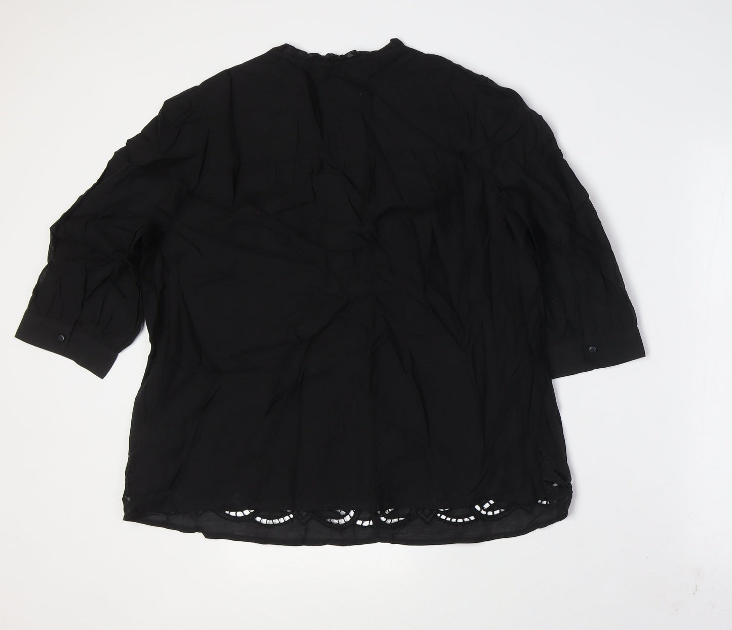 Womens UK Size 12 Per Una Black Basic Button-Up